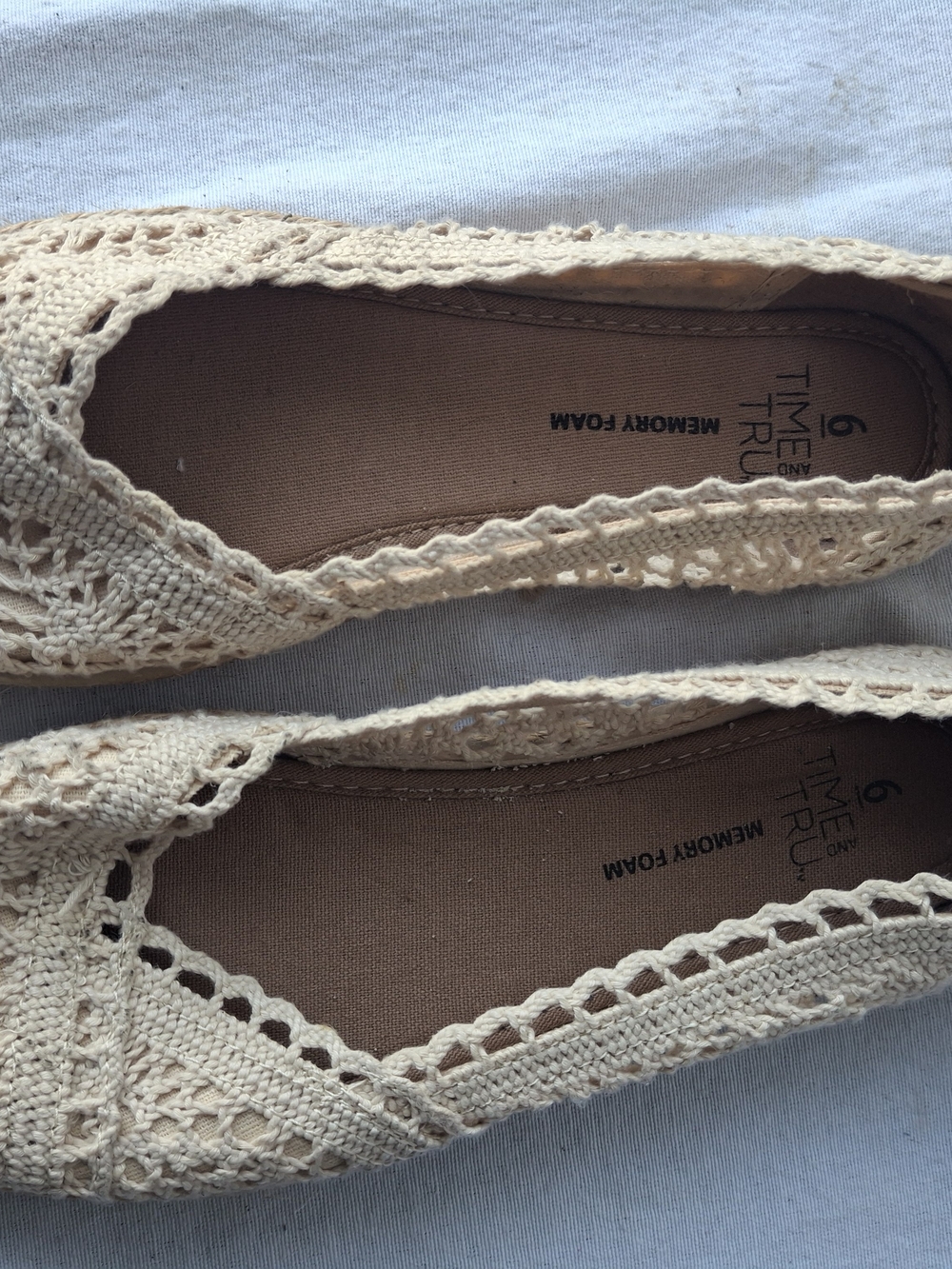 Time and Tru Cream Crochet Ballet Flats - Women's